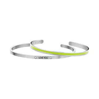 Key Moments Gift Set 8KM SET013 Sieraden Geschenkset - Cadeau -Armbanden Set 2 Stuks - Staal - Zilverkleurig / Limoen Groen