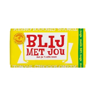 Tony's Chocolonely - Chocoladecadeau - Chocolade Reep - Melk - Zeg 't Met Een Reep Blij Met Jou - 180 Gram - Fairtrade Chocolade