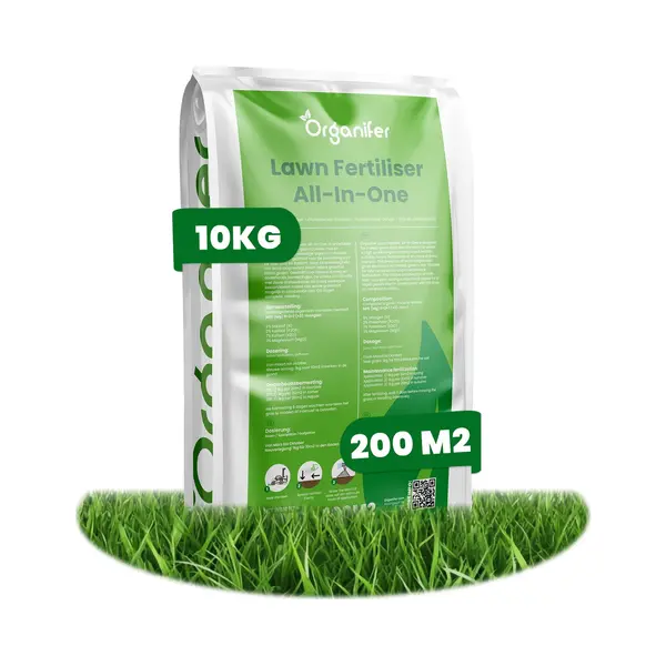 Organifer Rasendünger All-In-One (10 Kg - 200 M2) - Für Einen Tiefgrünen, Kräftigen Rasen Ohne Moos Und Unkraut - Rasenkalk - Rasendünger - Grasdünger - thumbnail