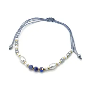 MustHaves Armband Dames - Kralen En Parels - Lengte Verstelbaar - Grijs