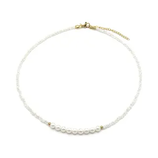 MustHaves Ketting - Parels En Glaskralen - Lengte 39-44 Cm - Wit