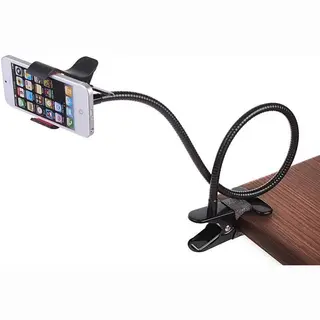 Telefoonhouder Met Flexibele Arm En Klem Voor Bed Bureau Of Tafel - Telefoon Standaard Universeel - Zwart