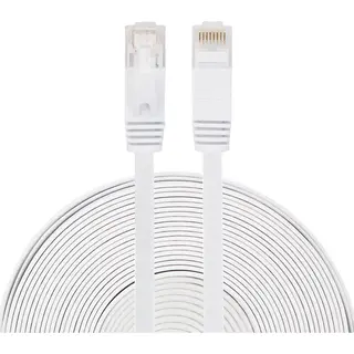 By Qubix Internetkabel - 15 Meter - Cat 6 - Ultra Dunne Flat Ethernet Kabel - Netwerkkabel (1000Mbps) - Wit - Utp Kabel - RJ45 - Utp Kabel