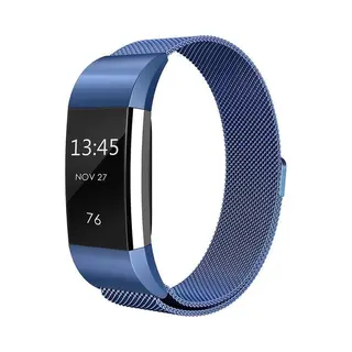 By Qubix - Geschikt Voor Fitbit Charge 2 Milanese Bandje - Maat, Large - Blauw - Horlogeband - Smartwatchbandje
