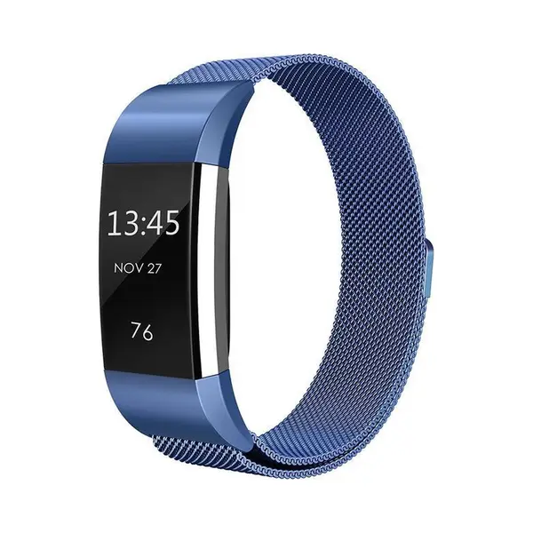 By Qubix - Geschikt Voor Fitbit Charge 2 Milanese Bandje - Maat, Large - Blauw - Horlogeband - Smartwatchbandje thumbnail