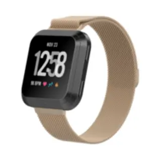 By Qubix Milanese Geschikt Voor Fitbit Versa 1 - 2 & Lite Bandjes Maat, Small - Vintage Goud Smartwatchbandje Bandje Armband Polsband Strap Band