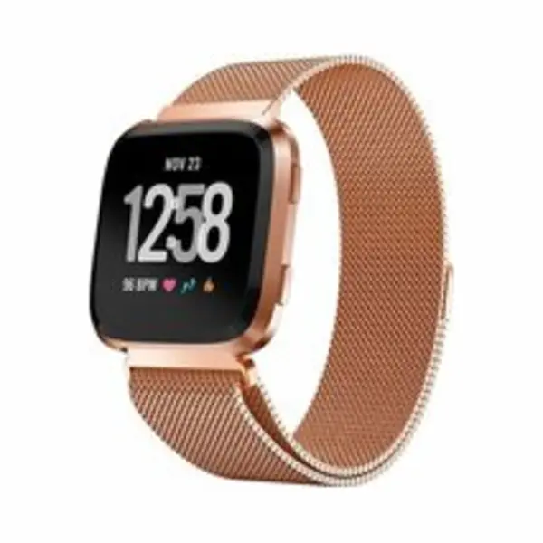By Qubix Geschikt Voor Fitbit Versa 1 - 2 & Lite Milanese Bandje - Maat, Small - Rosé Goud Smartwatchbandje Bandje Armband Polsband Strap Band thumbnail