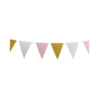 Party Verjaardag Vlaggenlijn - Glitters - Papier - Roze/goud/wit - 6 M - 25 Punt Vlaggetjes