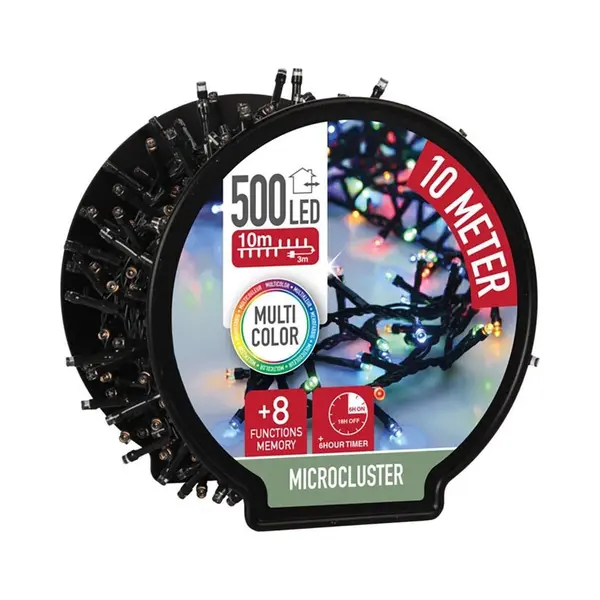 Decorativelighting Micro Cluster Met Haspel - 500 Led - 10 Meter - Met Timer - Multicolor thumbnail