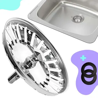 Gootsteen Zeef Afvoerstop Voor De Keuken 84 Mm - Korfplug - Afvoerplug - Universeel - Gootsteen Zeef - Gootsteen Zeven - Zeef - Gootsteenstop - 1 Stuk