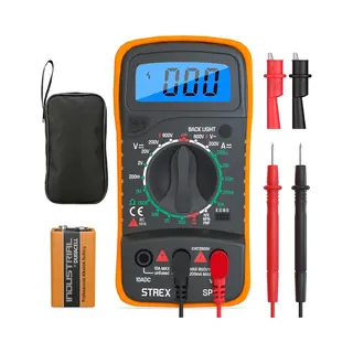 Strex Digitale Multimeter - Ac / Dc - Incl. 9V Duracell Batterij, Klemtangen&Opberghoes - Multi Meter