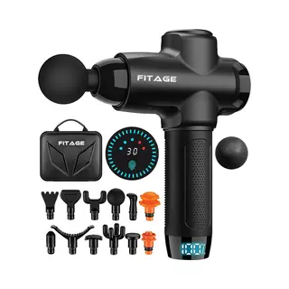 Fitage Massage Gun Professional - 12 Aufsätze - 30 Modi - Schwarz