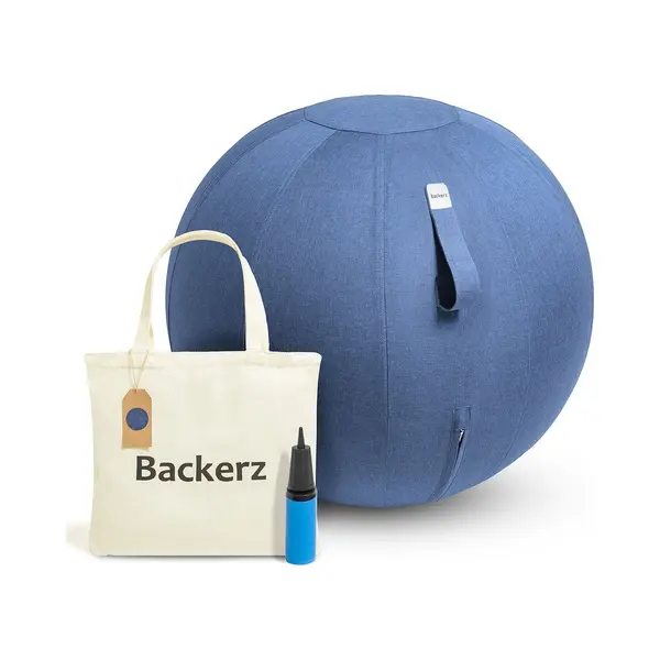 Bckz Sitzball Leinen 65 Cm - Sitzball Mit Bezug - Balance Hocker - Luxus Yoga Ball - Ergonomischer Bürostuhl Ball - Hellblau thumbnail