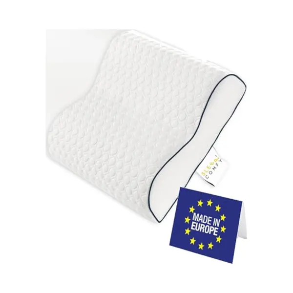 Sleep Comfy - Premium Visco Hws Nackenkissen, 60x40x14/12cm, Kopfkissen Mit Bezug, Nackenstützkissen Memory Foam Ergonomisches, Orthopädisches thumbnail