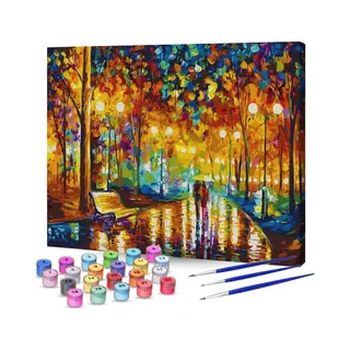 Rubye® Schilderen Op Nummer Volwassenen – Romantisch Park – Inclusief Verf En Penselen – Canvas Schildersdoek – Kleuren Op Nummer – 40x50cm
