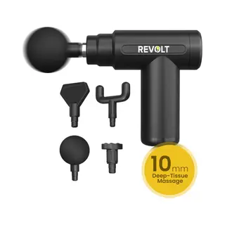 Revolt - Mini Massage Gun - Inclusief 5 Opzetstukken - Inclusief Adapter - 6 Snelheidsstanden - Spierherstel&Spierontspanning - Massage Pistool -