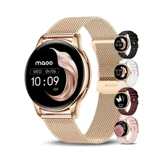 Maoo Ventura Amoled Smartwatch - Edelstahl - 3x Silikonband - Schrittzähler, Herzfrequenzmesser Und Schlafüberwachung - Multisport - Für Android
