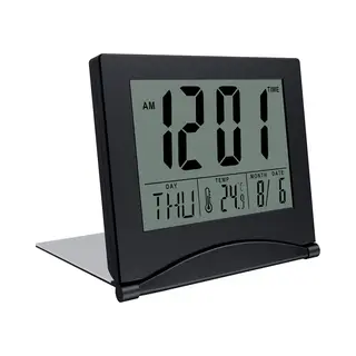 Mmobiel Digitale Klok Lcd Reiswekker Opvouwbaar - Bureau Klok Wekker Digitaal Met Temperatuur En Datum Aanduiding - Zwart