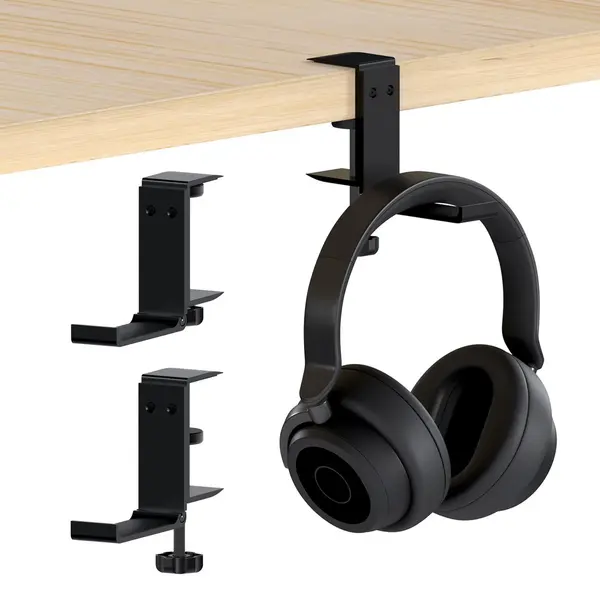 Headset Halterung, Faltbare Kopfhörer Ständer By Mmobiel, Kopfhörer Halter Haken Schreibtisch - Verstellbare Klemme, Universal Passend & Platz thumbnail