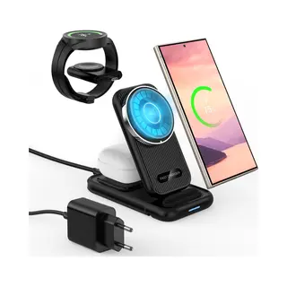 Wireless Charging Station For Samsung By Mmobiel – 4 In 1 Qi2 Certified Portable Magnetic Phone Charger Stand For Samsung Galaxy S25/S24/S23/S22