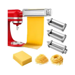 Mmobiel Pasta Maker Attachment For KitchenAid Stand Mixer 3pcs – Pasta Roller, Spaghetti Cutter & Fettuccine Cutter – Stainless Steel Attachments - Stand