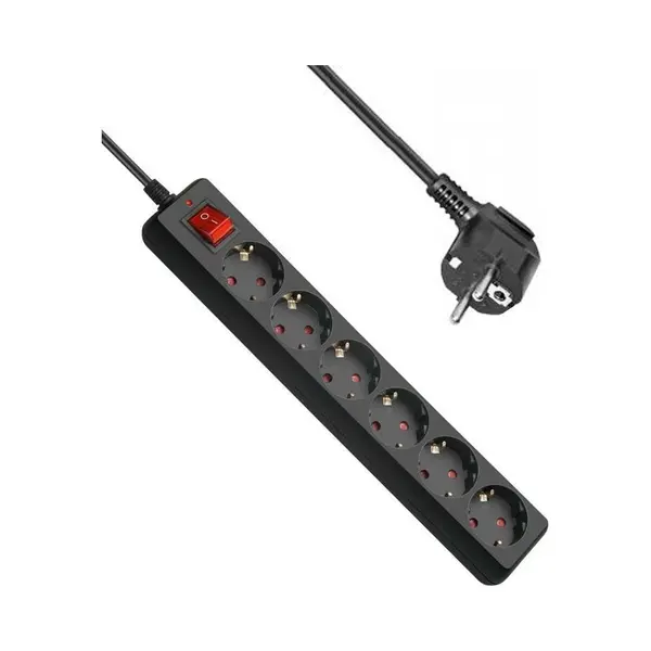 Allteq Ms-657 power uitbreiding 10 m 6 Ac-uitgang(en) Binnen Zwart thumbnail