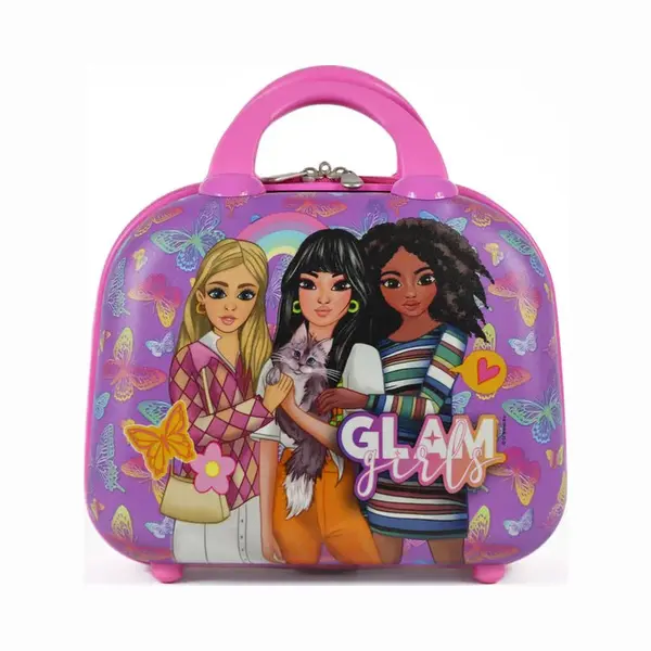 Glam Girls Kinder Beautycase – Harde Koffer 30, 5x24x16 Cm – Meiden Reiskoffertje – Handbagage Tas – Roze – Vlinders & Glam Girls Print thumbnail