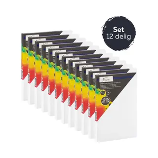 Nassau Fine Art Schildersdoeken Set 12pcs - Formaat 24x30 Cm - Geschikt Voor Acryl-, Olie- En Aquarelverf - Hoogwaardige Kwaliteit Canvas - Perfect Voor Kleine Tot