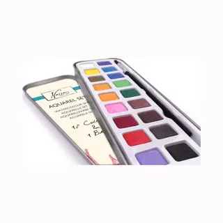 Nassau Fine Art Aquarel Verf Set - 18 Kleuren - 1 Penseel | Verven Voor Kinderen | Knutselen