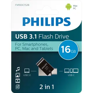 Philips FM16DC152B/00 Usb-Stick 16 Gb Usb Typ-A 3.2 Gen 1 (3.1 Gen 1) Schwarz, Silber