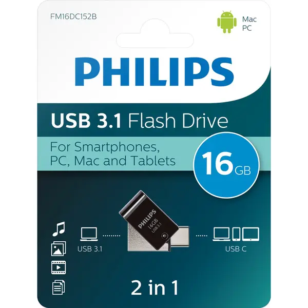 Philips FM16DC152B/00 Usb-Stick 16 Gb Usb Typ-A 3.2 Gen 1 (3.1 Gen 1) Schwarz, Silber thumbnail