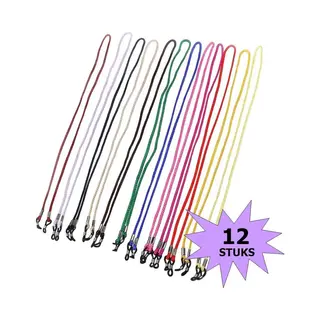 Fako Bijoux® - 12x Brillenkoord Nylon - Multipack - 12 Stuks Briltouwtjes - Regenboog Mix