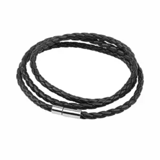 Fako Bijoux® - Wikkelarmband - Gevlochten - Pinsluiting - Zwart