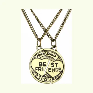 Fako Bijoux® - Vriendschapsketting - Bff Ketting - Best Friends Coin - Bronskleurig