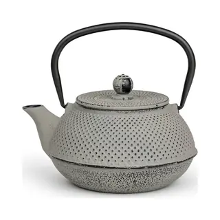 Bredemeijer Kleine Gusseiserne Asia Teekanne Induktion 0.8 Liter - Graue Emaillierte Gusskanne Mit Edelstahlfilter-Siebeinsatz