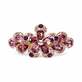Hairmusthaves Haarklem | Haarclip | Dames | Strass | Haarspeld | Groot | Haarspelden | Haarsieraad | Haar Accessoires | Bloem | Roze | 9 Cm X 4 Cm | Cadeau Tip