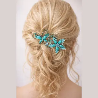 Hairmusthaves Haarspeld - Haarklem - Haarspelden - Dames - Groot - Haarclip - Haarsieraad - Haar Accessoires - Haarklemmen - Turquoise - 12 X 7 Cm - Cadeau Tip