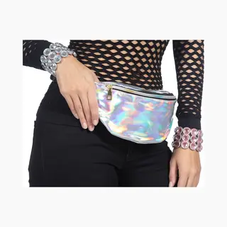 Wilbers Heuptasje - Fanny Pack - Festival - Verkleedaccessoire - Disco - Foute Party - Holografisch Zilver - One Size