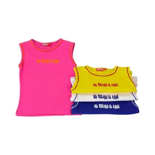 Per Twee Shirts, Mouwloos Meisjes Shirt Uit Onze Active Wear Collectie-Geel En Blauw Maat 128