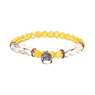 Yogi & Yogini Meditation Yogi & Yogini Edelsteen Armband - Citrien/Bergkristal Met Boeddha - 19 Cm