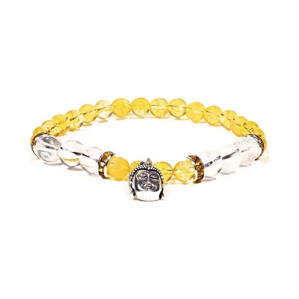Yogi & Yogini Meditation Yogi & Yogini Edelsteen Armband - Citrien/Bergkristal Met Boeddha - 19 Cm thumbnail