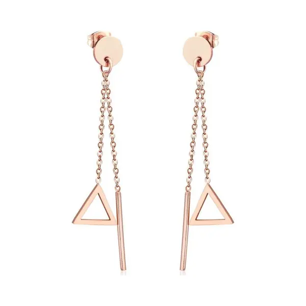 Cilla Jewels Dames Oorhangers Edelstaal Staaf Driehoek Rose thumbnail