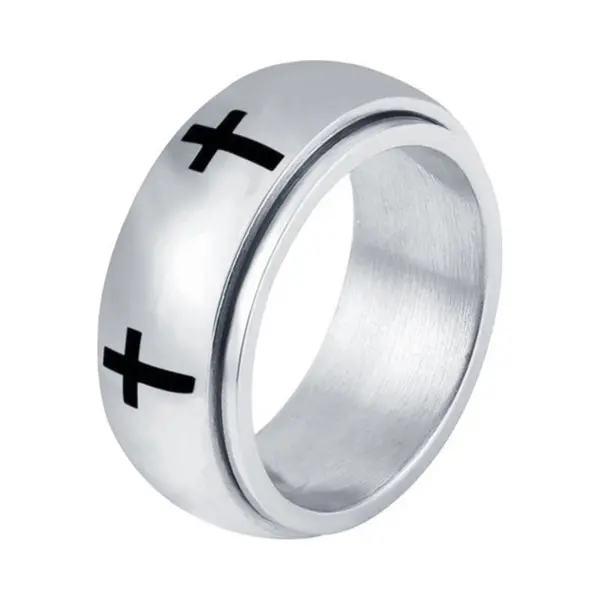 Mendes Edelstaal Heren Ring Spinning Cross Zilverkleurig-21mm thumbnail
