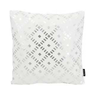 Gek op Kussens! Dido Zilver / Wit Kussenhoes | Stevig Katoen / Metallic | 45 X 45 Cm