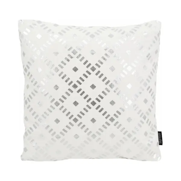 Gek op Kussens! Dido Zilver / Wit Kussenhoes | Stevig Katoen / Metallic | 45 X 45 Cm thumbnail