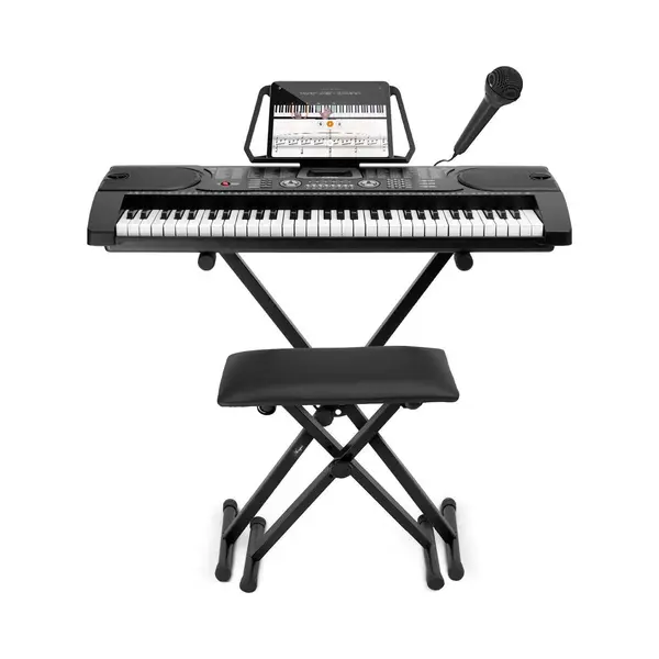 Keyboard Piano – Complete Set Met Standaard, Pianokruk En Microfoon – 61 Toetsen - Keyboard Voor Kinderen En Volwassenen - Áengus A289 thumbnail