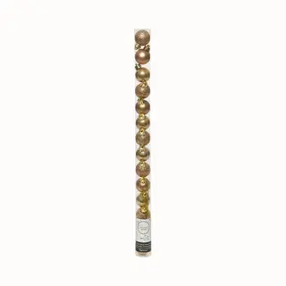 Decoris Mini Kerstballen - 14x St - Camel Bruin - D3 Cm - Kunststof - Kerstversiering