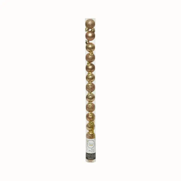 Decoris Mini Kerstballen - 14x St - Camel Bruin - D3 Cm - Kunststof - Kerstversiering thumbnail