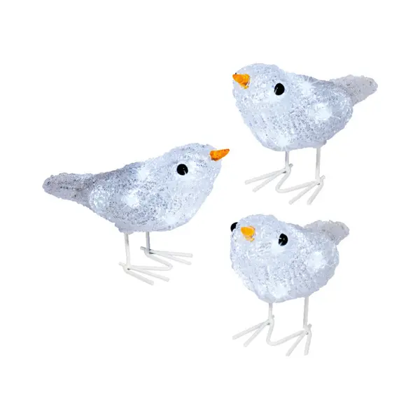 Lumineo Witte Vogels Lichtsnoer Met Led – Set Van 3 thumbnail