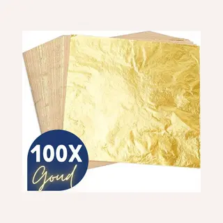 Glim® Origineel Bladmetaal Xl - 100 Vellen Goud- Imitatie Bladgoud – Grote Vellen >> 16*16cm - A-kwaliteit